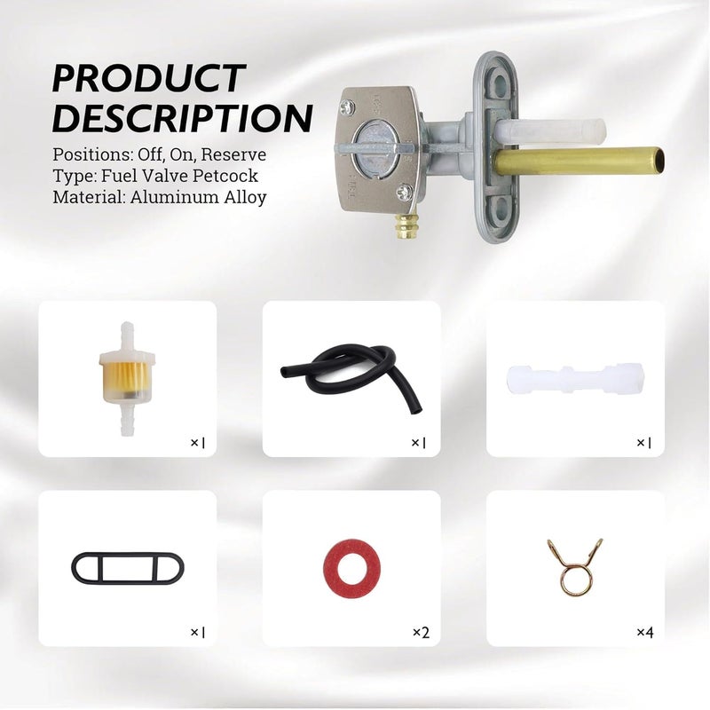 OXCANO Gas Fuel Shut Off Valve Petcock Switch Compatible with Yamaha TTR 90 125 225 230 250 Timberwolf Bear Tracker Big Bear 250 Grizzly Raptor Warrior Wolverine 350 Moto-4 - Image 4